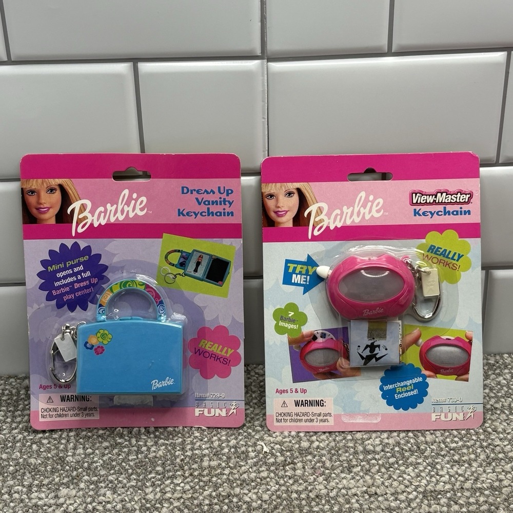 Barbie Key Chains Viewmaster And Dress Up Vanity NIP VTG 2000